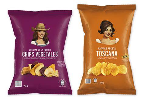 Diseño de envases de patatas fritas Aldi