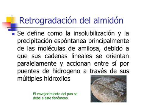 Esquema: Proceso de retrogradación del almidón en el pan congelado