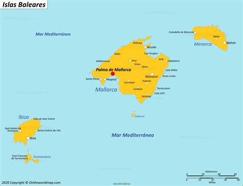 Mapa de las Islas Baleares destacando Mallorca