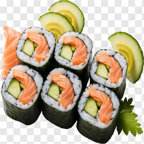 Ilustración de un rollo de sushi sin arroz con salmón y pepino