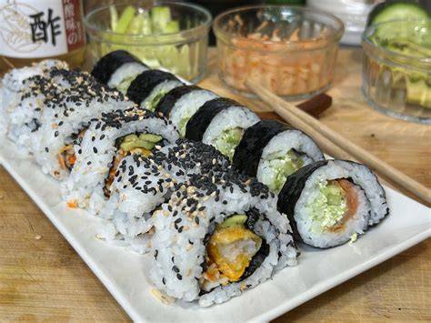 Sushi de langostinos en tempura