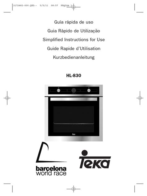 Diagrama de las partes del horno Teka HA 830