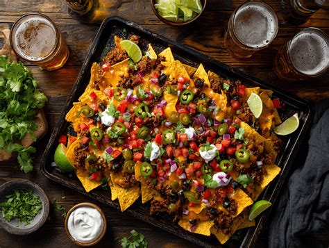 Imagen de Nachos Tex Mex con todos sus ingredientes.