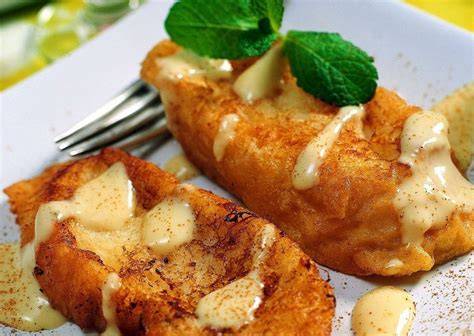 Torrijas con natillas gratinadas