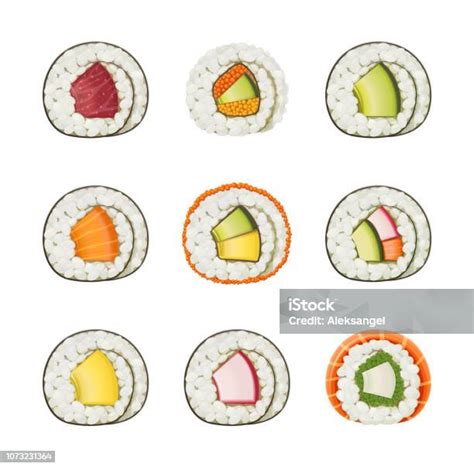 Rollos de sushi con diferentes ingredientes