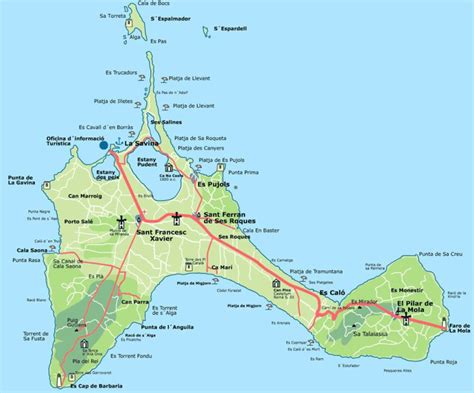 Mapa de Formentera y la ubicación de Es Pujols