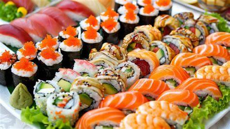 Variedad de sushi con diferentes ingredientes