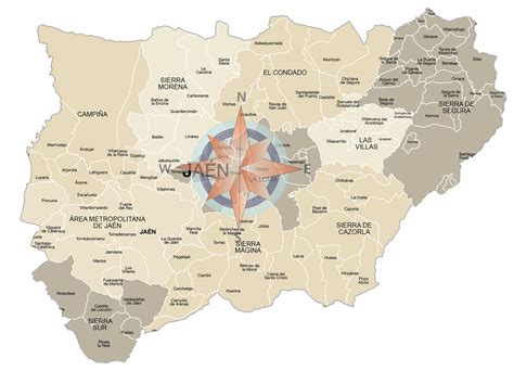 Mapa de Jaén destacando zonas de producción de pan
