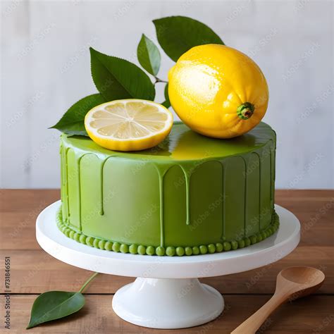 Tarta de Mojito terminada con cobertura verde y lima