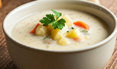 Sopa de batata lista para servir