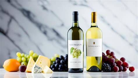 Botellas de vino blanco Sauvignon Blanc y Pinot Grigio