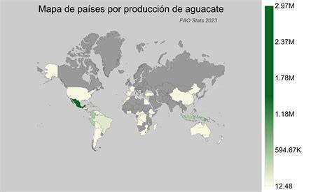 Mapa de países donde el aguacate se usa en postres