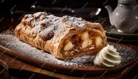 Apfelstrudel recién horneado