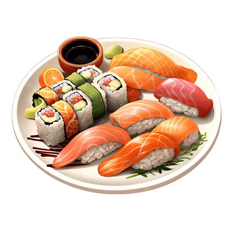Plato variado de sushi fresco y gyoza
