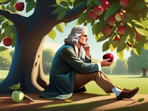 Ilustración de Isaac Newton y la manzana