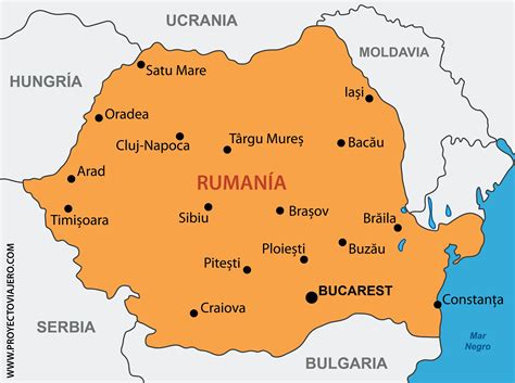 Mapa de Rumanía y sus países vecinos