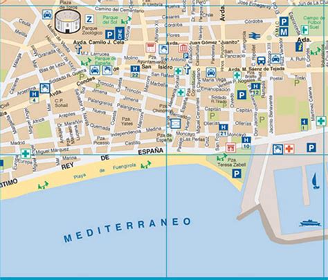 Mapa de Fuengirola destacando el paseo marítimo