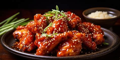 Plato de pollo marinado con salsa Gochujang