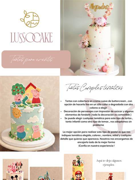 Variedad de tartas personalizadas para diferentes eventos