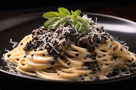 Plato de pasta con trufa negra