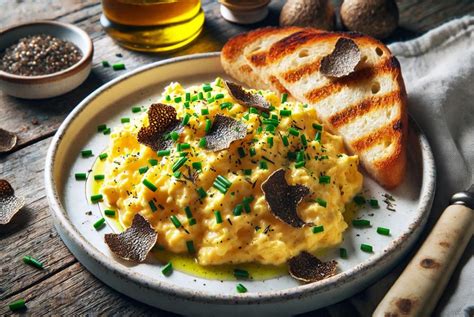 Huevos revueltos con aceite de trufa