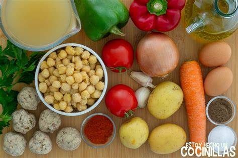 Ingredientes para albóndigas de garbanzos
