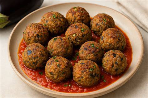 Albondigas de berenjena horneándose