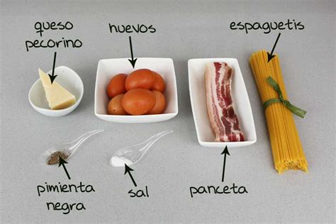 Ingredientes para pasta carbonara