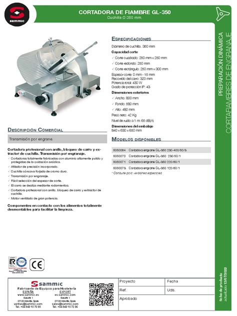 Esquema de las partes de la cortadora Sammic CF-5