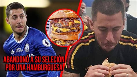 Eden Hazard comiendo una hamburguesa
