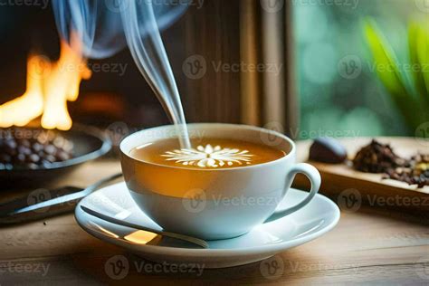 Taza humeante de caldo con pelotas