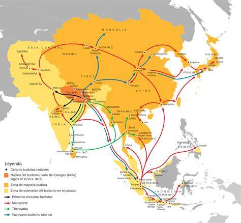 Mapa de la expansión del arroz frito por Asia