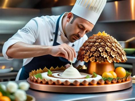 Pastelero elaborando un postre creativo