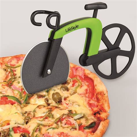 Cortadores de pizza con forma de guitarra y bicicleta