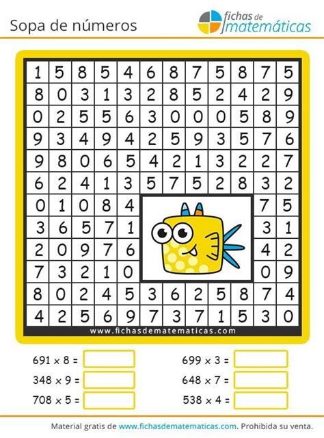Ejemplo de cuadrícula de sopa de multiplicaciones