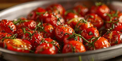 Tomates cherry asándose en el horno