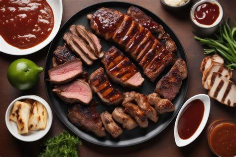 Plato de carnes a la brasa con guarnición abundante en BarcaPizza