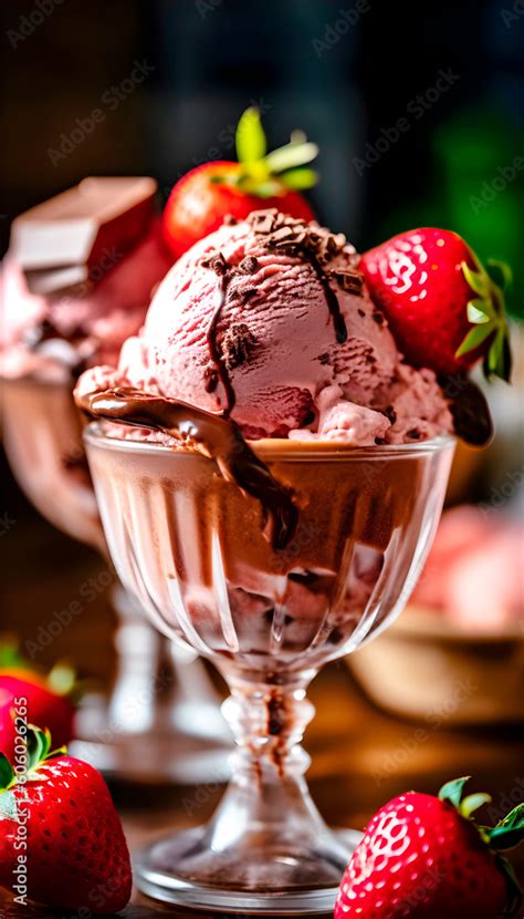 Copa de helado de lúcuma decorada con chocolate