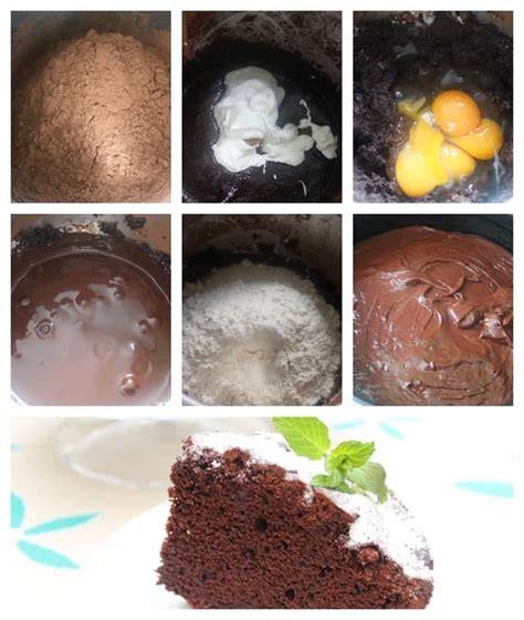 Proceso de preparación del bizcocho de menta y chocolate