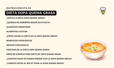 Tabla nutricional de la sopa quema grasa