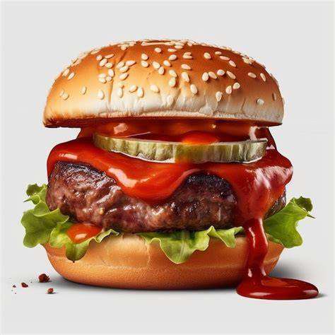 Hamburguesa gourmet con ketchup