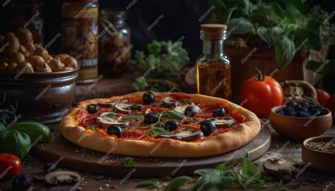 Pizza horneada con ingredientes frescos