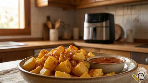 Patatas bravas cocinadas en freidora de aire