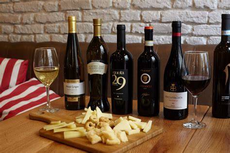 Selección de vinos italianos y bebidas locales
