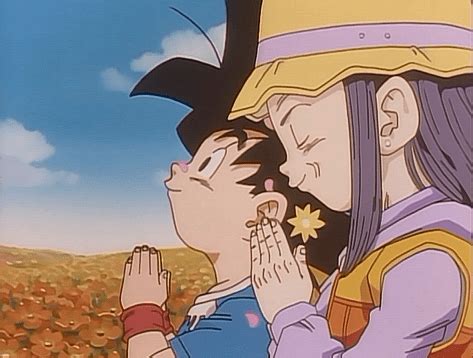 Pan como anciana con Goku Jr.