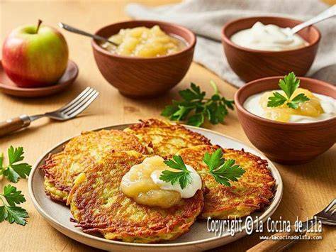 Plato de Kartoffelpuffer con diferentes acompañamientos
