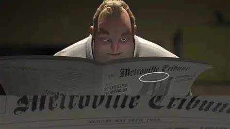 Robert Parr leyendo un periódico en Los Increíbles
