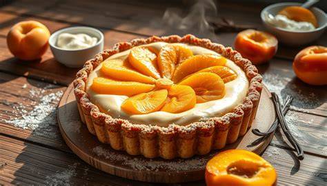 Tarta de albaricoque y crema pastelera