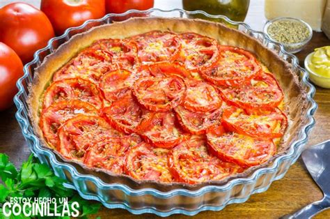 Tarta salada de tomate con puerro