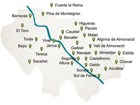 Mapa de la comarca del Alto Palancia en España